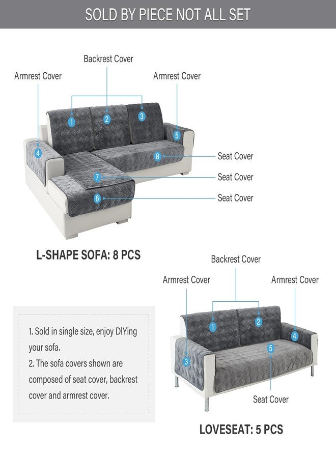 DEEPDREAM Deep Dream Sectional Couch Cover, Couch Cover, 1 Piece Armrest Covers, Backrest Covers, Anti-Slip Armrest Cover for Dogs Cats Recliner Loveseat Sofa L Shaped, 28 x 28 Inch -Dark Grey (1 Piece) - Image 4